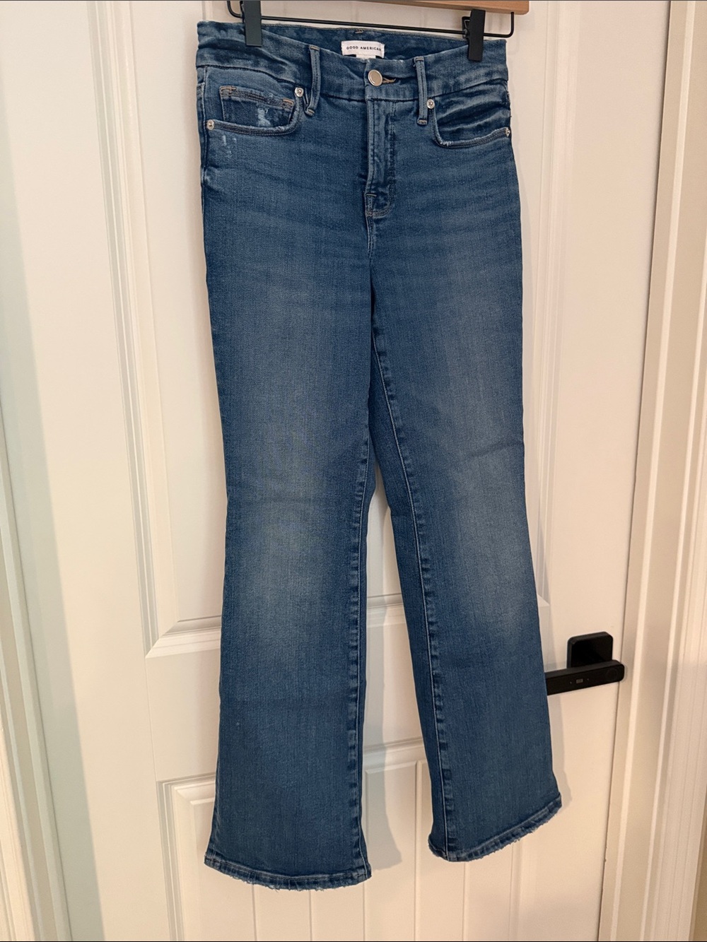 Good American Mid Wash Blue Flare Jeans